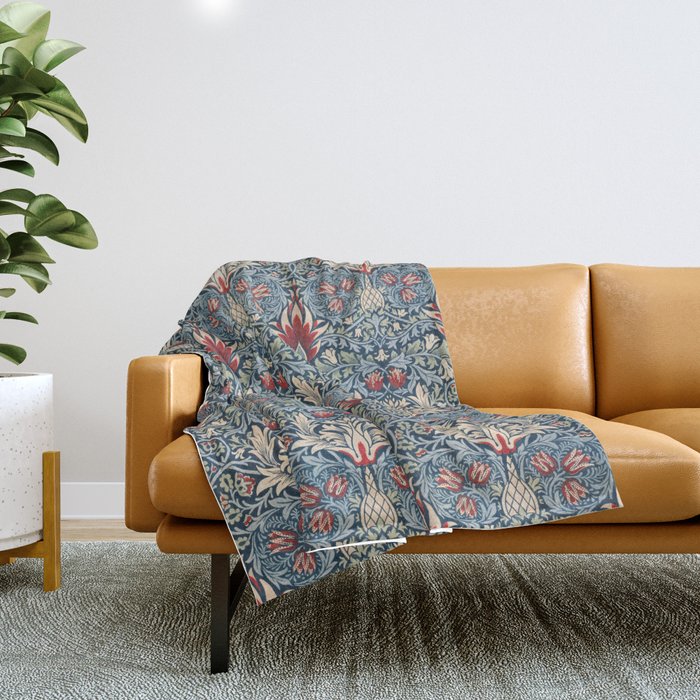 Snakeshead William Morris Textile Pattern Throw Blanket Gallery Image 1