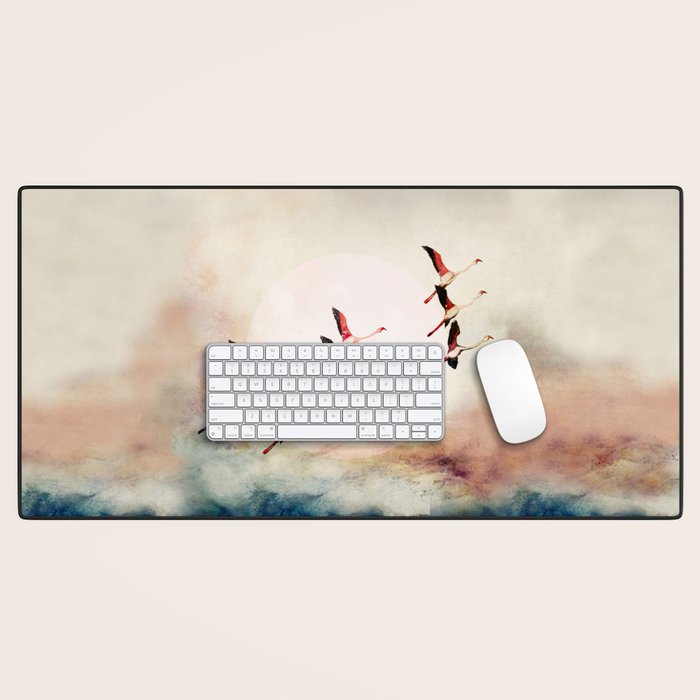 Flock of Flamingos Desk Mat Gallery Image 1