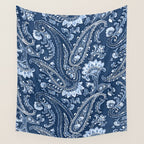 Blue indigo paisley Wall Tapestry Gallery Image 4