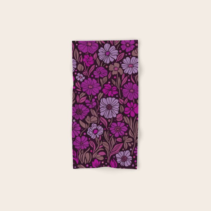Eternal Summer Block Print Countryside Vibes Flower Garden Fuchsia Bath Towel Gallery Image 1