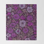 Eternal Summer Block Print Countryside Vibes Flower Garden Fuchsia Throw Blanket Gallery Image 2