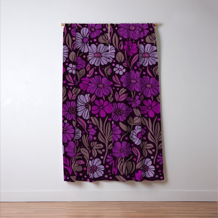 Eternal Summer Block Print Countryside Vibes Flower Garden Fuchsia Window Curtain Gallery Image 3