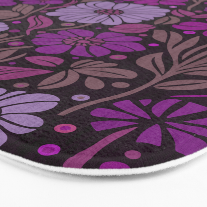 Eternal Summer Block Print Countryside Vibes Flower Garden Fuchsia Bath Mat Gallery Image 3