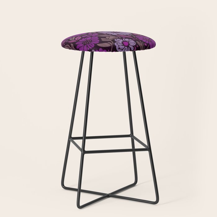 Eternal Summer Block Print Countryside Vibes Flower Garden Fuchsia Stool Gallery Image 1