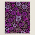 Eternal Summer Block Print Countryside Vibes Flower Garden Fuchsia Jigsaw Puzzle Gallery Image 1