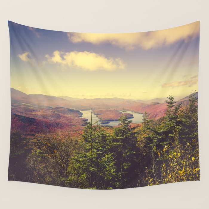 Autumn in the Adirondack Mountains landscape travel photography Wall Tapestry Gallery Image 1