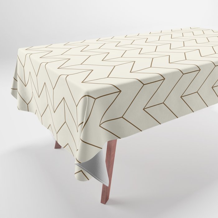 Simple Linear Geometry in Cream Tablecloth Gallery Image 1