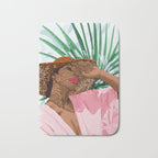 Sunshine in My Soul | Black Woman Tropical Travel | Modern Boho Palm Summer Vacation Fashion Bath Mat Gallery Image 1