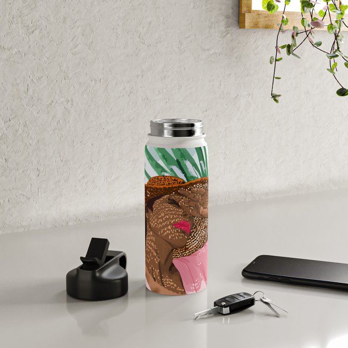 Sunshine in My Soul | Black Woman Tropical Travel | Modern Boho Palm Summer Vacation Fashion Water Bottle Gallery Image 4