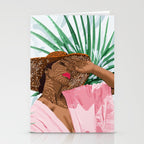 Sunshine in My Soul | Black Woman Tropical Travel | Modern Boho Palm Summer Vacation Fashion Stationery Card Gallery Image 2