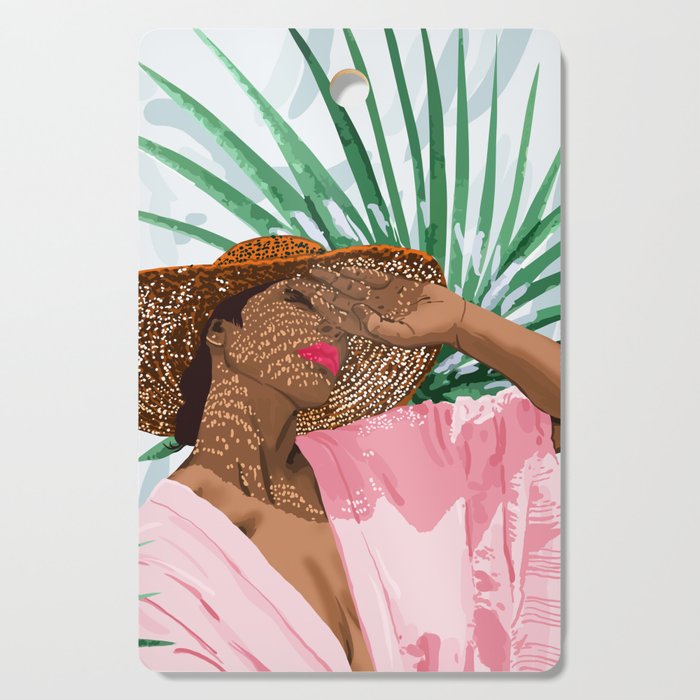 Sunshine in My Soul | Black Woman Tropical Travel | Modern Boho Palm Summer Vacation Fashion Cutting Board Gallery Image 1