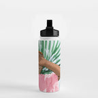 Sunshine in My Soul | Black Woman Tropical Travel | Modern Boho Palm Summer Vacation Fashion Water Bottle Gallery Image 2