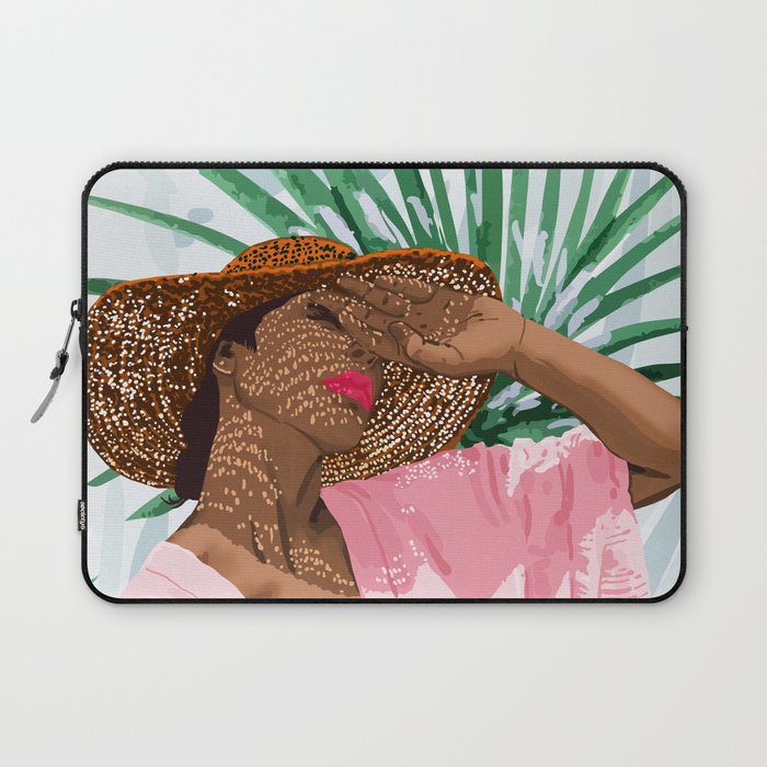 Sunshine in My Soul | Black Woman Tropical Travel | Modern Boho Palm Summer Vacation Fashion Laptop Sleeve Gallery Image 1