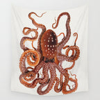 White Spotted Octopus Wall Tapestry Gallery Image 4