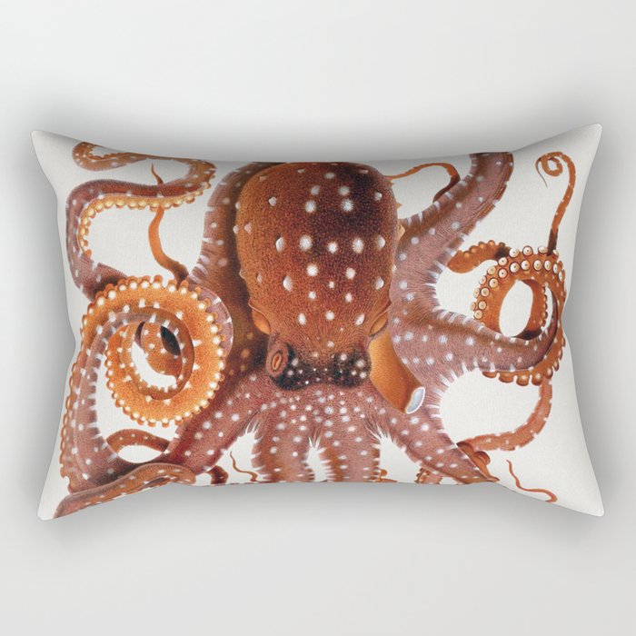 White Spotted Octopus Rectangular Pillow Gallery Image 1