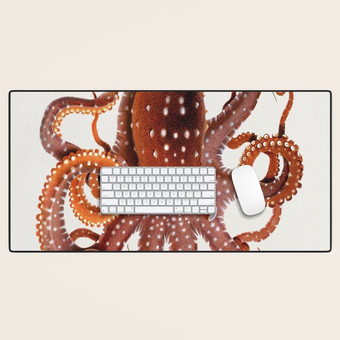 White Spotted Octopus Desk Mat Gallery Image 1