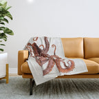 White Spotted Octopus Throw Blanket Gallery Image 1