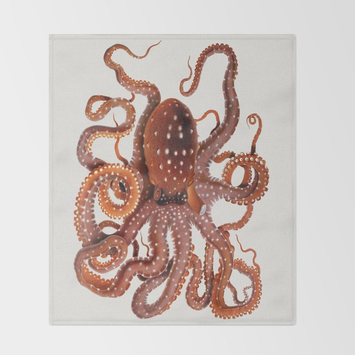 White Spotted Octopus Throw Blanket Gallery Image 2