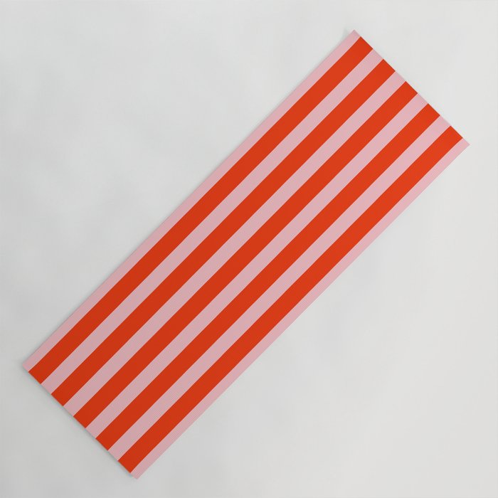 Bold Bright Basic Stripes in Pink and Red Orange Yoga Mat Gallery Image 1