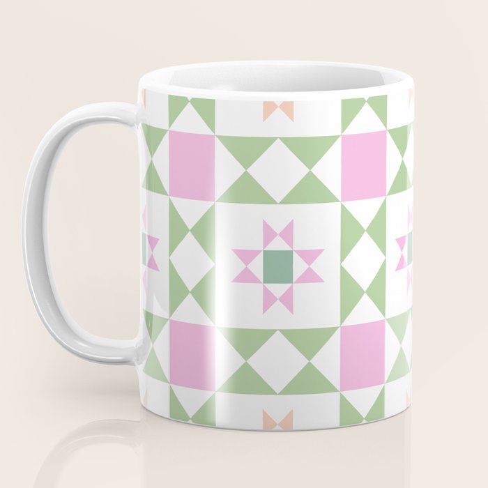 Pastel Star Quilt Pattern Coffee Mug Gallery Image 3