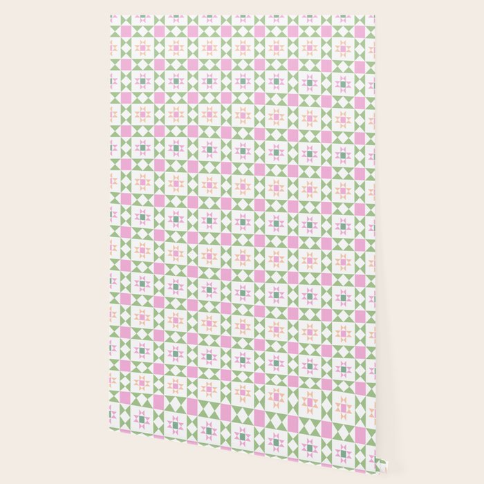 Pastel Star Quilt Pattern Wallpaper Gallery Image 2