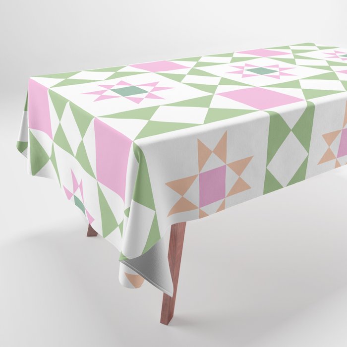 Pastel Star Quilt Pattern Tablecloth Gallery Image 1