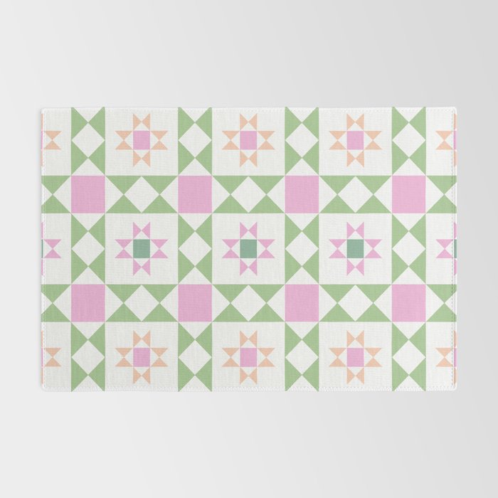 Pastel Star Quilt Pattern Rug Gallery Image 2