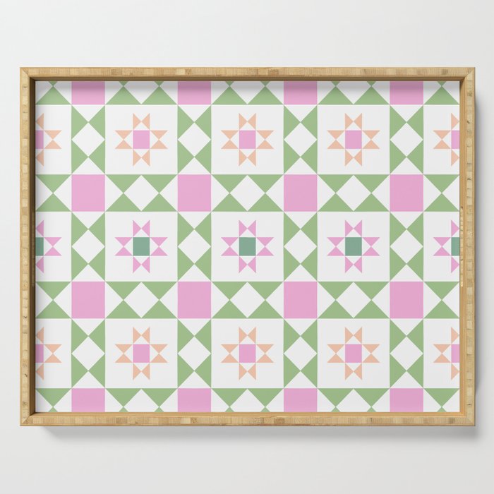 Pastel Star Quilt Pattern Serving Tray Gallery Image 1