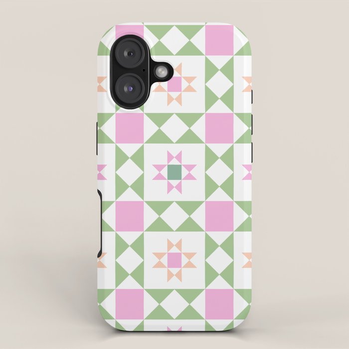 Pastel Star Quilt Pattern iPhone Case Gallery Image 1