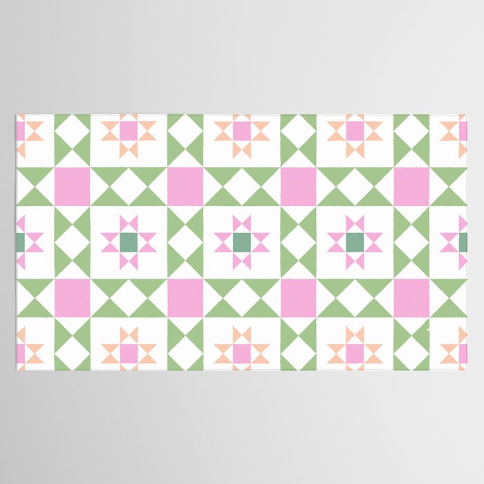 Pastel Star Quilt Pattern Tablecloth Gallery Image 2