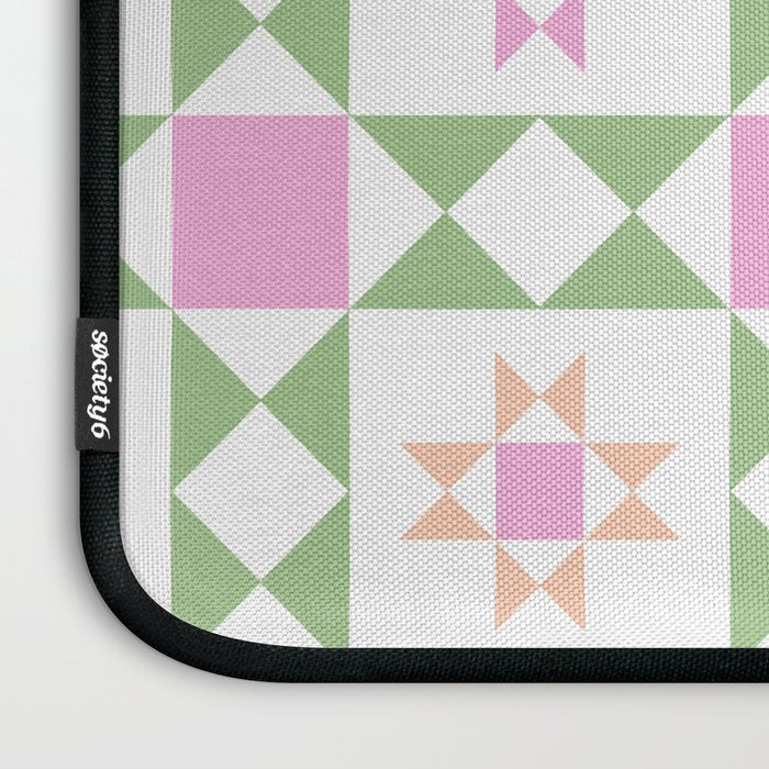 Pastel Star Quilt Pattern Laptop Sleeve Gallery Image 3