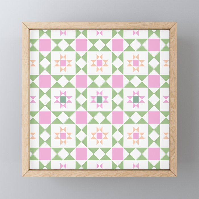 Pastel Star Quilt Pattern Mini Art Print Gallery Image 1