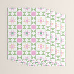 Pastel Star Quilt Pattern Wrapping Paper Gallery Image 3