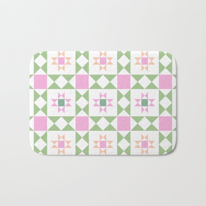 Pastel Star Quilt Pattern Bath Mat Gallery Image 1