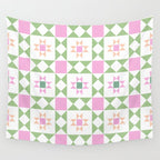 Pastel Star Quilt Pattern Wall Tapestry Gallery Image 4
