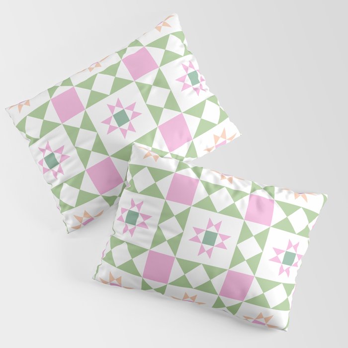 Pastel Star Quilt Pattern Pillow Sham Gallery Image 3