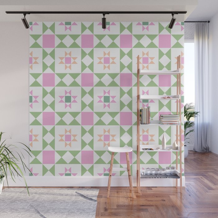 Pastel Star Quilt Pattern Wall Mural Gallery Image 1