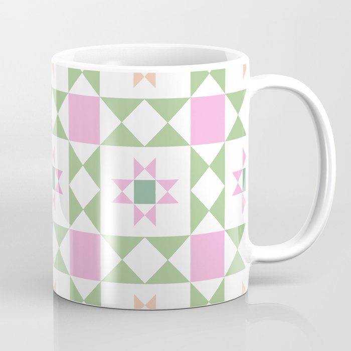 Pastel Star Quilt Pattern Coffee Mug Gallery Image 1
