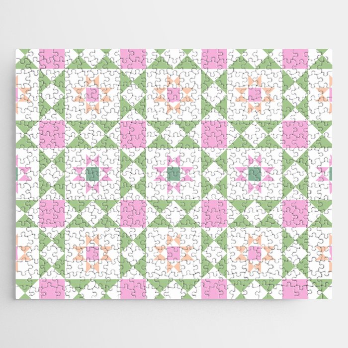 Pastel Star Quilt Pattern Jigsaw Puzzle Gallery Image 1