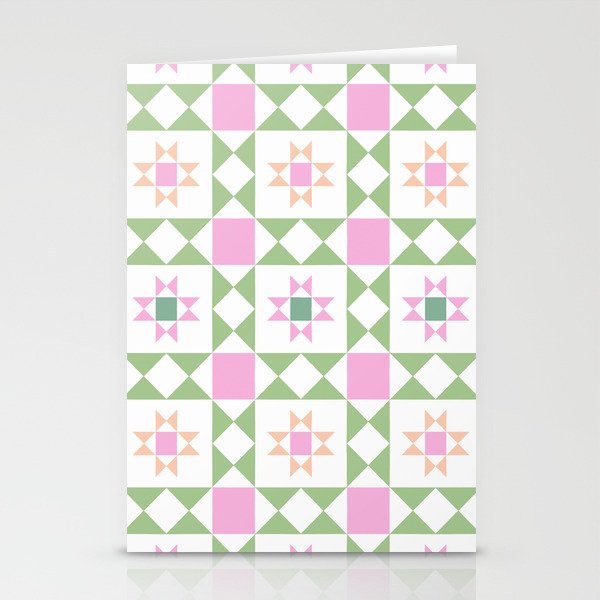 Pastel Star Quilt Pattern Stationery Card Gallery Image 1