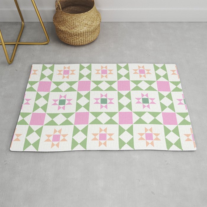 Pastel Star Quilt Pattern Rug Gallery Image 1