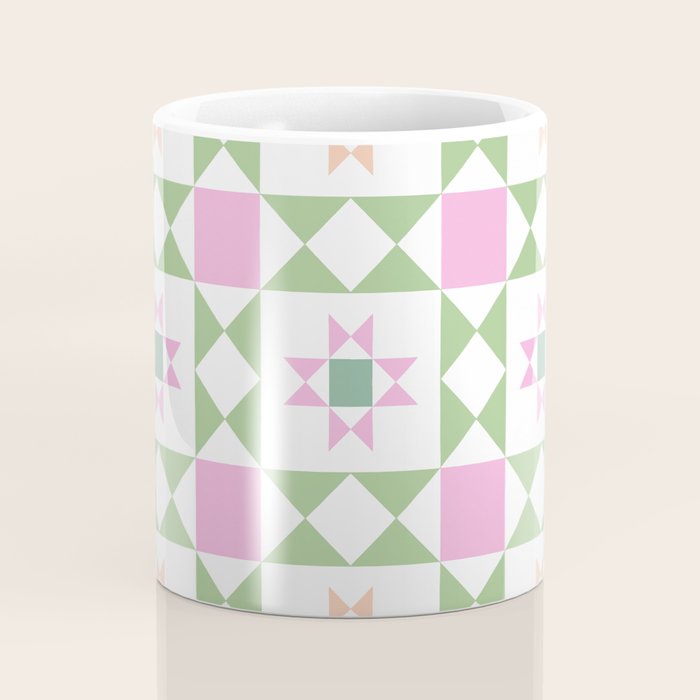 Pastel Star Quilt Pattern Coffee Mug Gallery Image 4