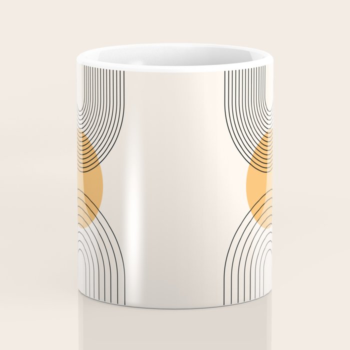 Geometric Lines in Black and Beige 29 (Rainbow and Sun Abstraction) Coffee Mug Gallery Image 4