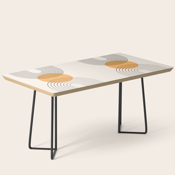 Geometric Lines in Black and Beige 29 (Rainbow and Sun Abstraction) Coffee Table Gallery Image 1