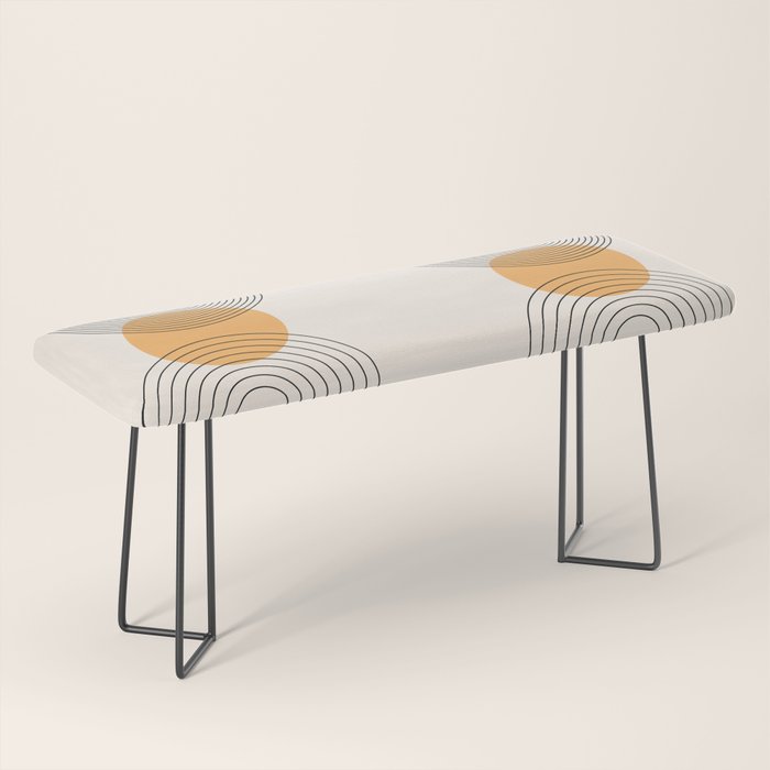 Geometric Lines in Black and Beige 29 (Rainbow and Sun Abstraction) Bench Gallery Image 1