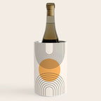 Geometric Lines in Black and Beige 29 (Rainbow and Sun Abstraction) Wine Chiller Gallery Image 2