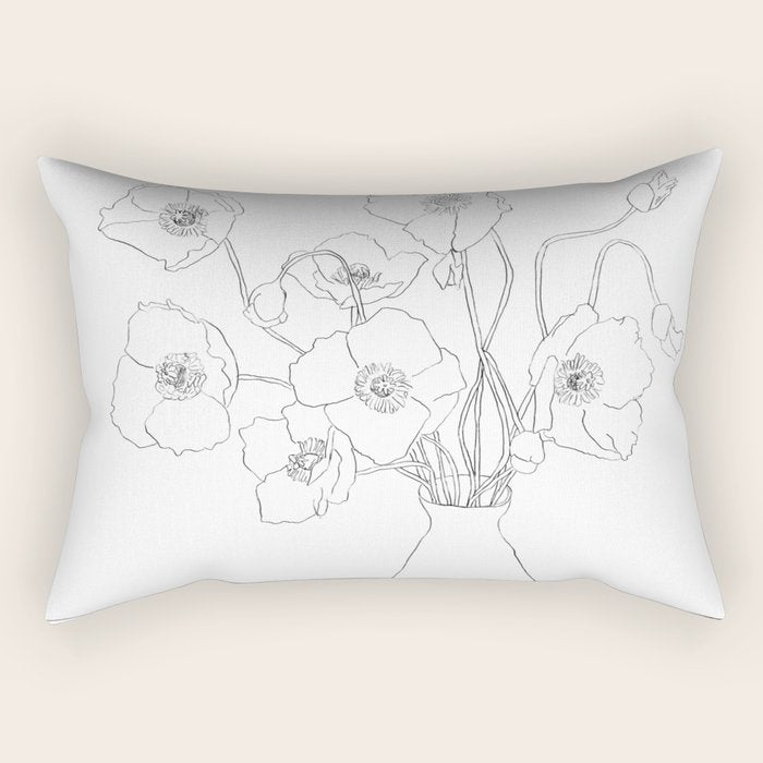 Field Wildflowers Line Rectangular Pillow Gallery Image 1