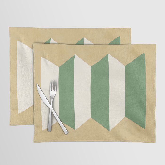 Geometric Vase - Green on Beige Placemat Gallery Image 1