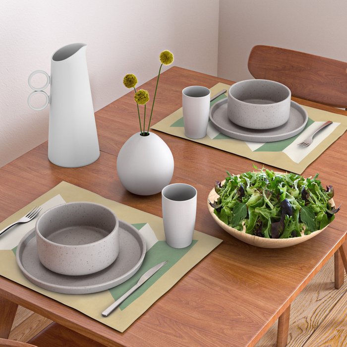 Geometric Vase - Green on Beige Placemat Gallery Image 2
