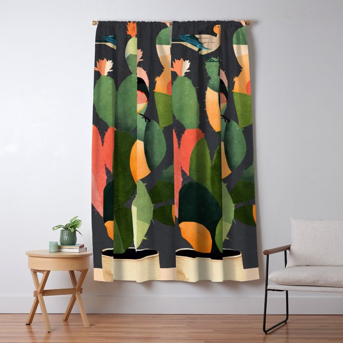 Cactus and Birds 4 Window Curtain Gallery Image 5